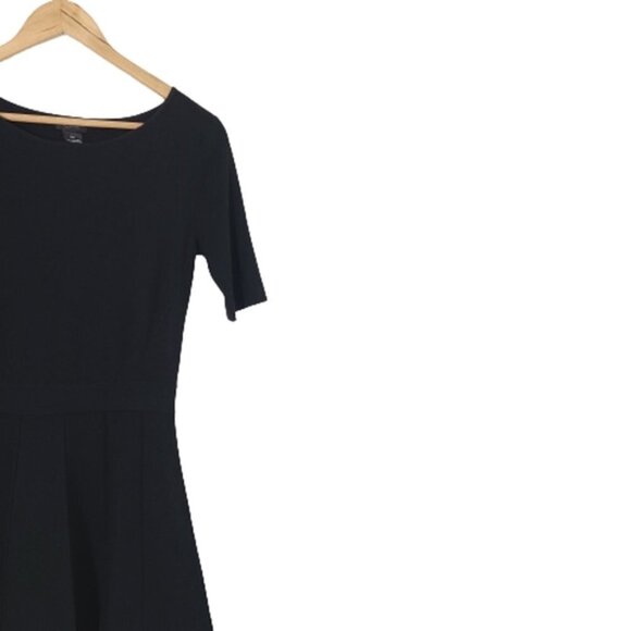 CLUB MONACO Black Short Sleeves Fit-n-Flare Knit Sweater Dress Women's Size S - Picture 5 of 13